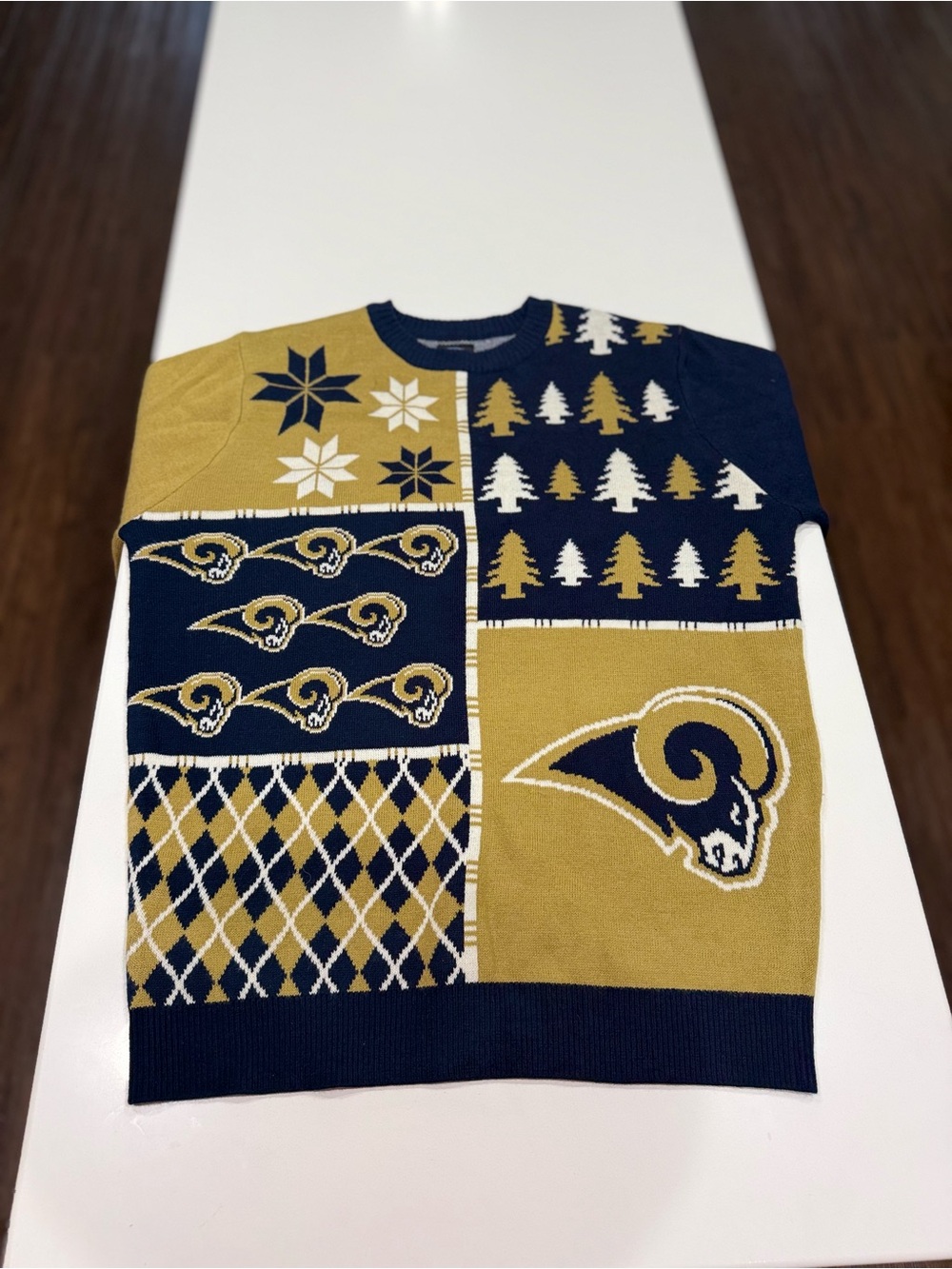 NFL Team Apparel St. Louis Rams NFL Ugly Christmas Sweater XL Blue/Gold/White